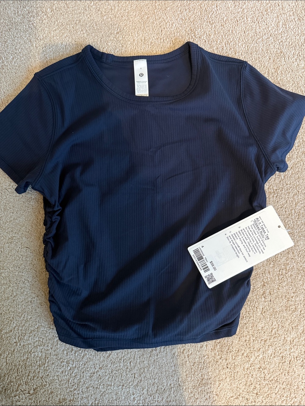 lululemon athletica Navy Ribbed Short Sleeve Tee